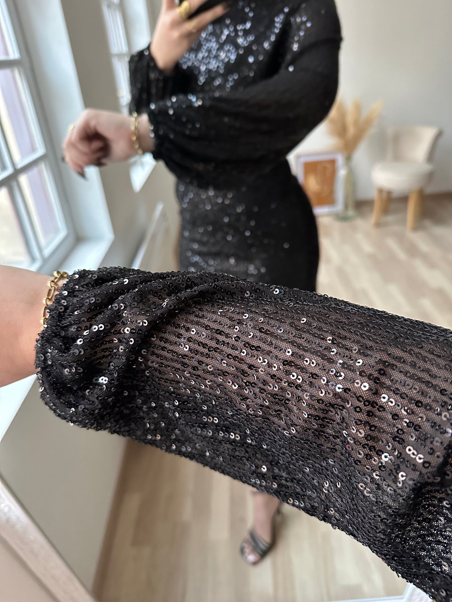 Robe sequins noir ATHENA