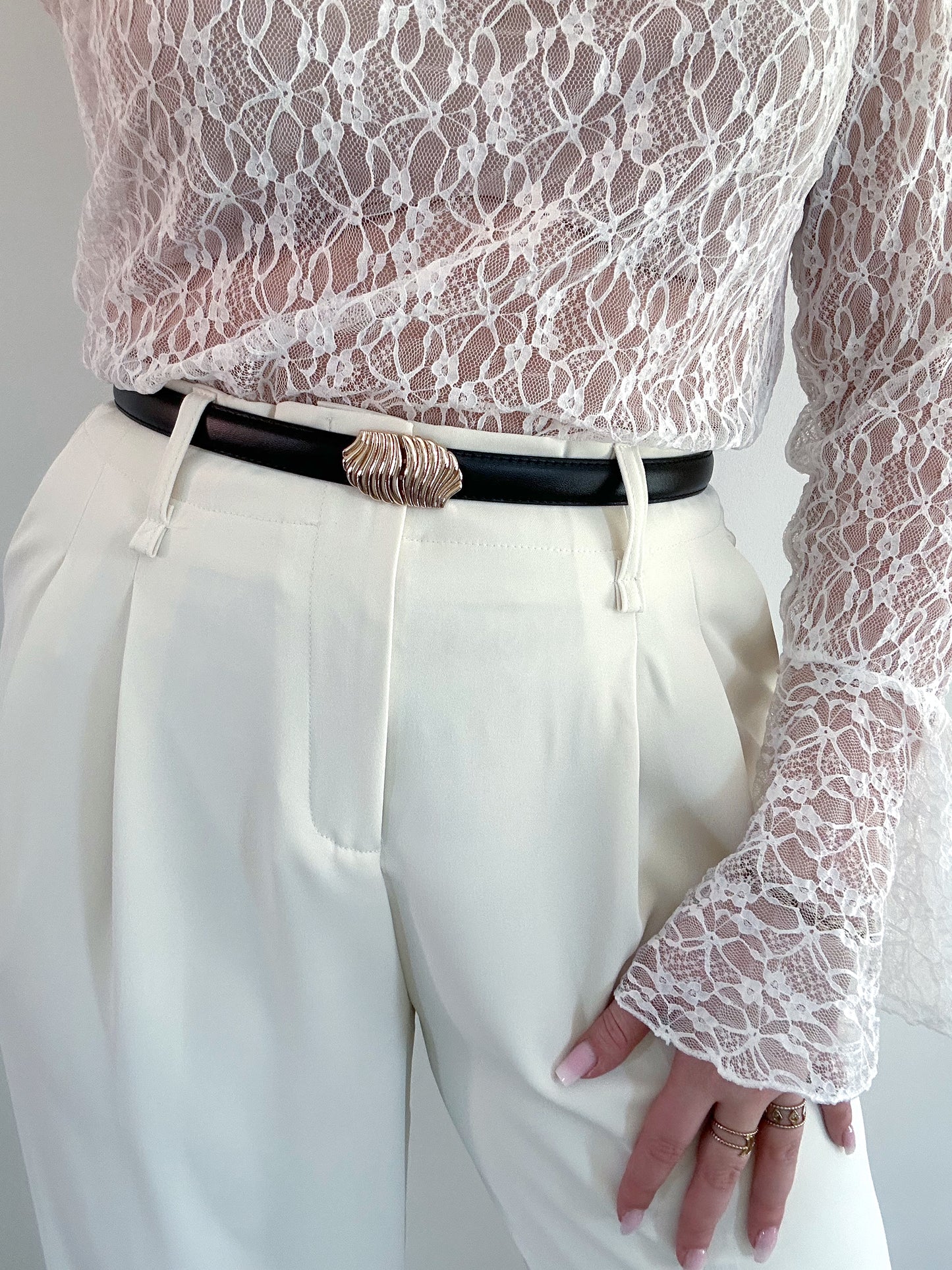 Ceinture en cuir noir DORA