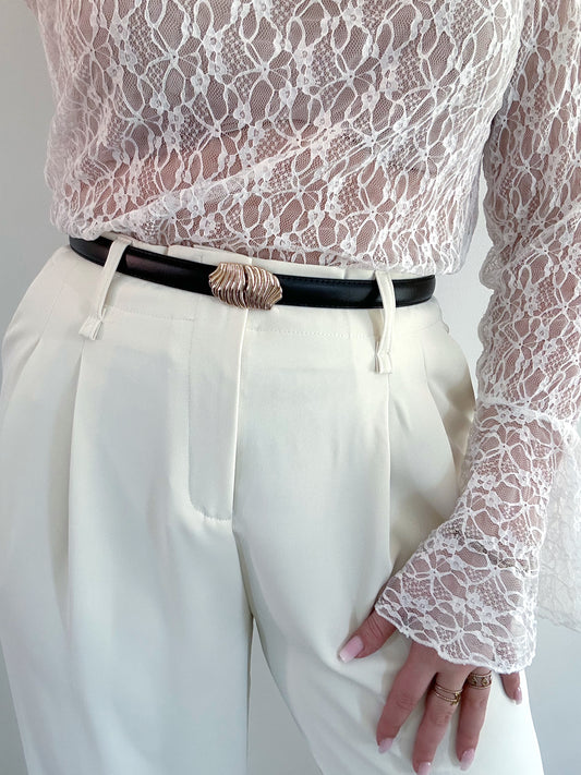 Ceinture en cuir noir DORA