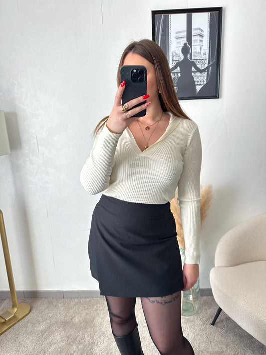 Pull côtelé écru LOUIS