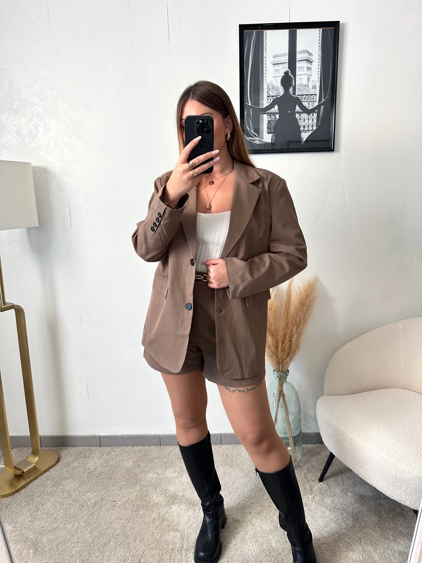 Short taupe ALEXANE