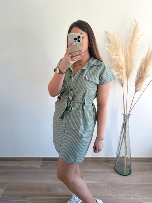 Robe rayée kaki MOLLY