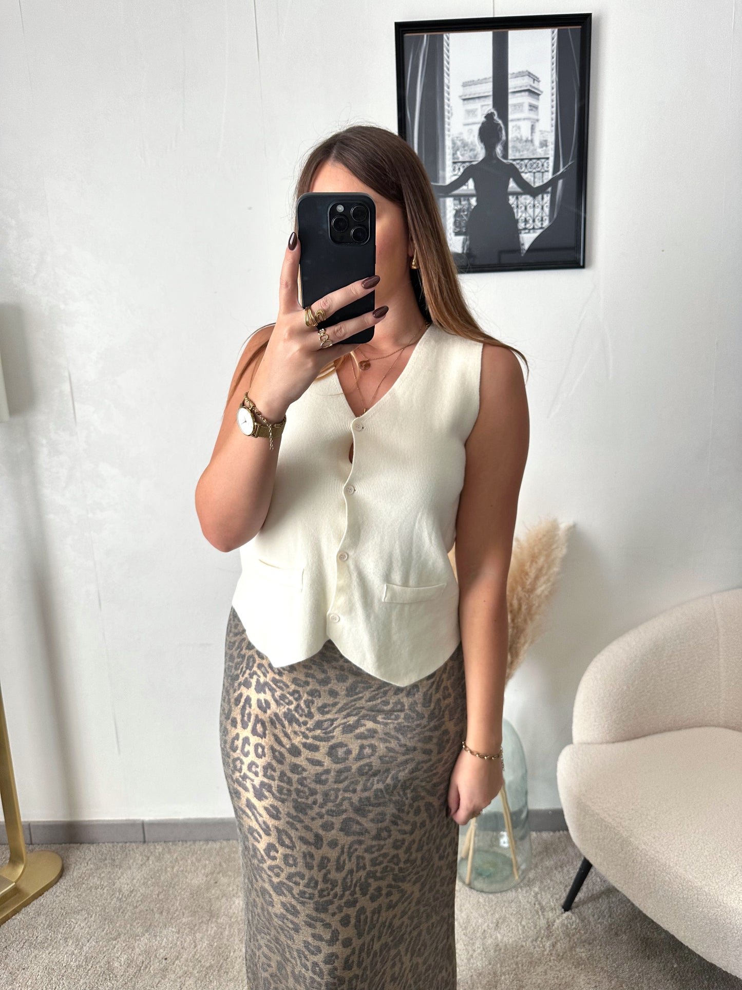 Top gilet beige LEONIE