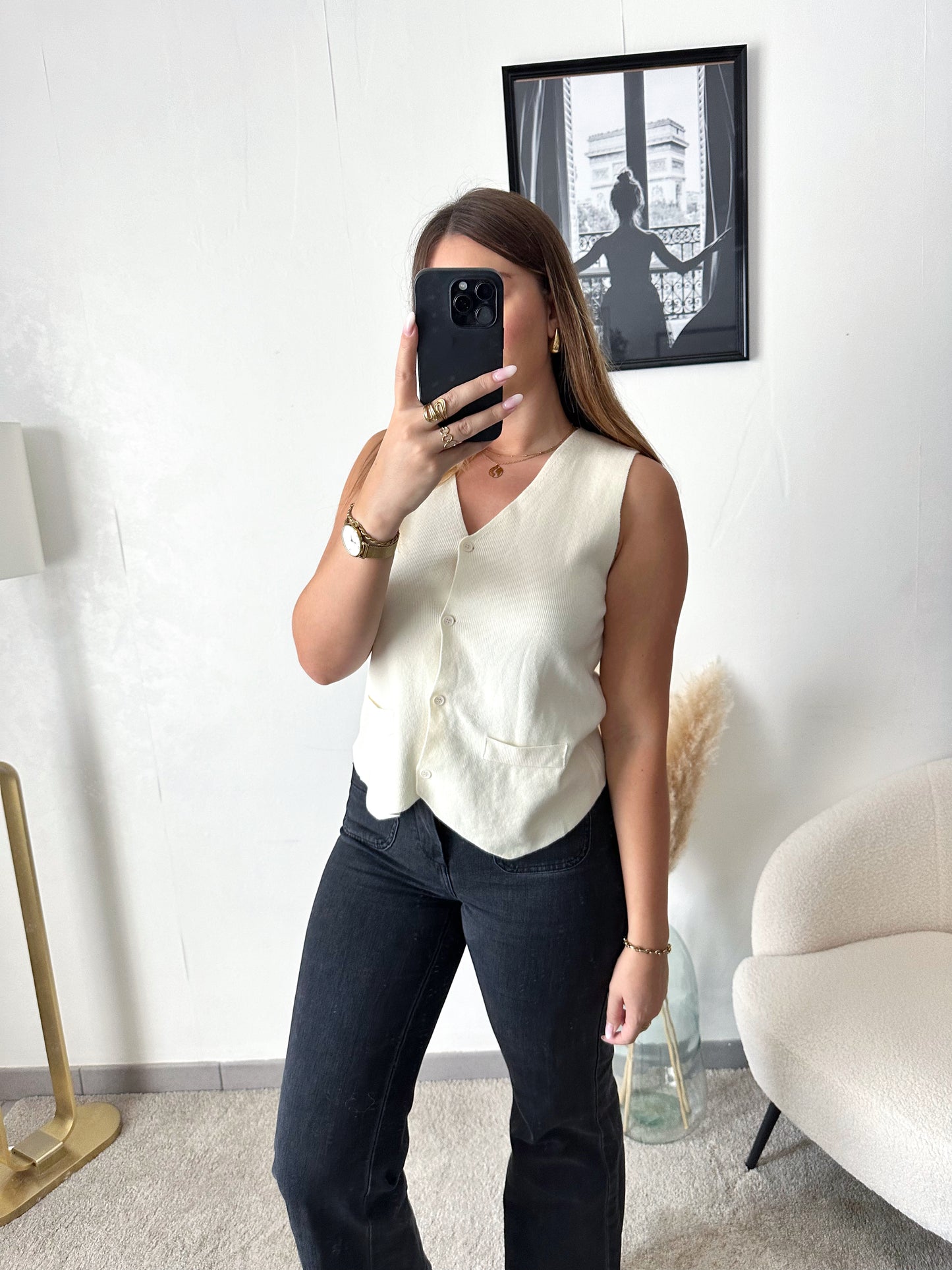 Top gilet beige LEONIE