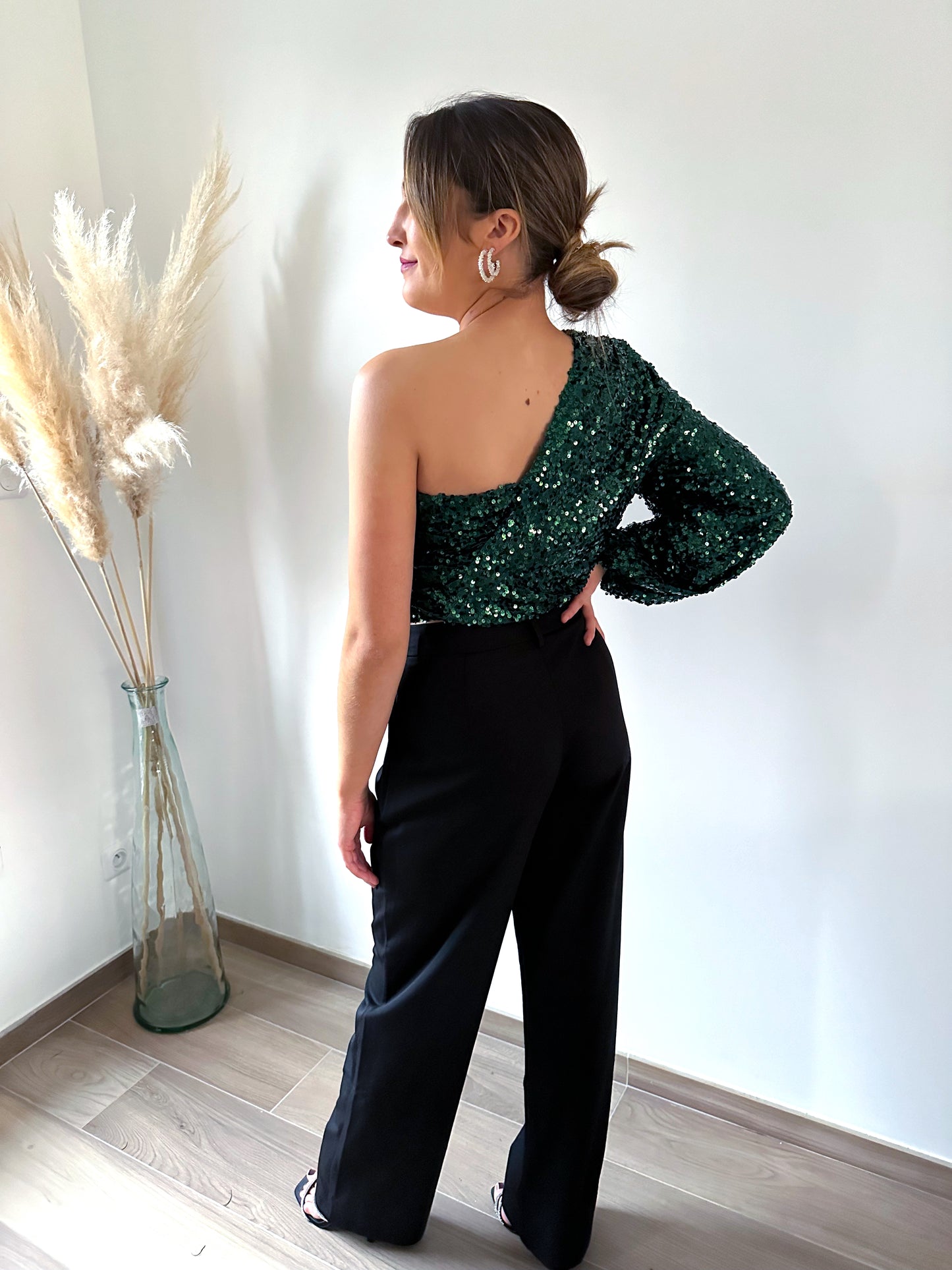 Top asymétrique vert GALA