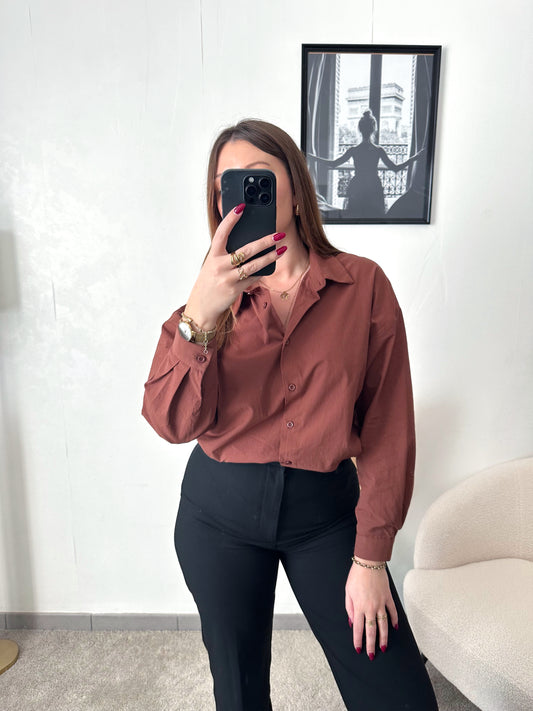 Chemise marron chocolat LISANDRE