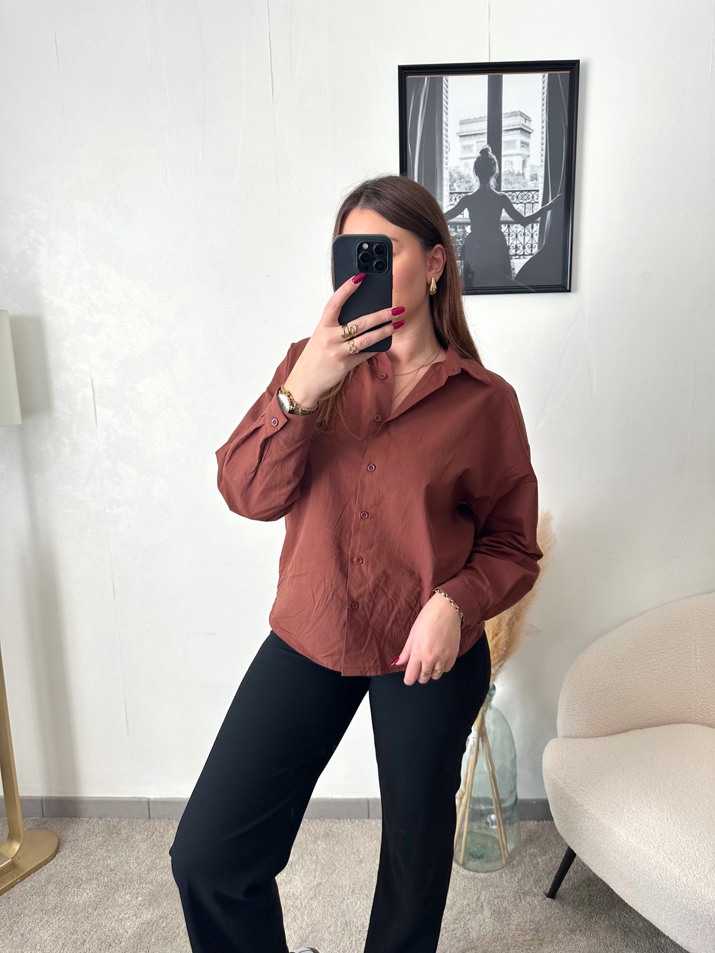 Chemise marron chocolat LISANDRE