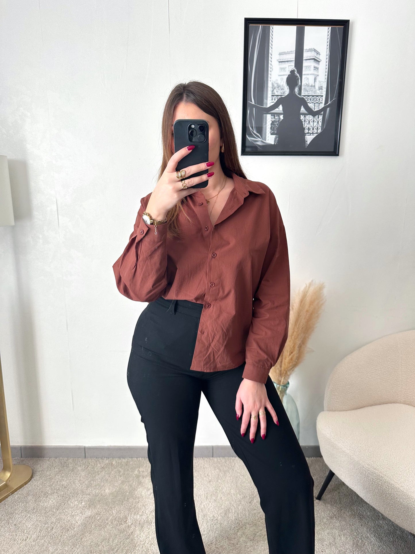Chemise marron chocolat LISANDRE