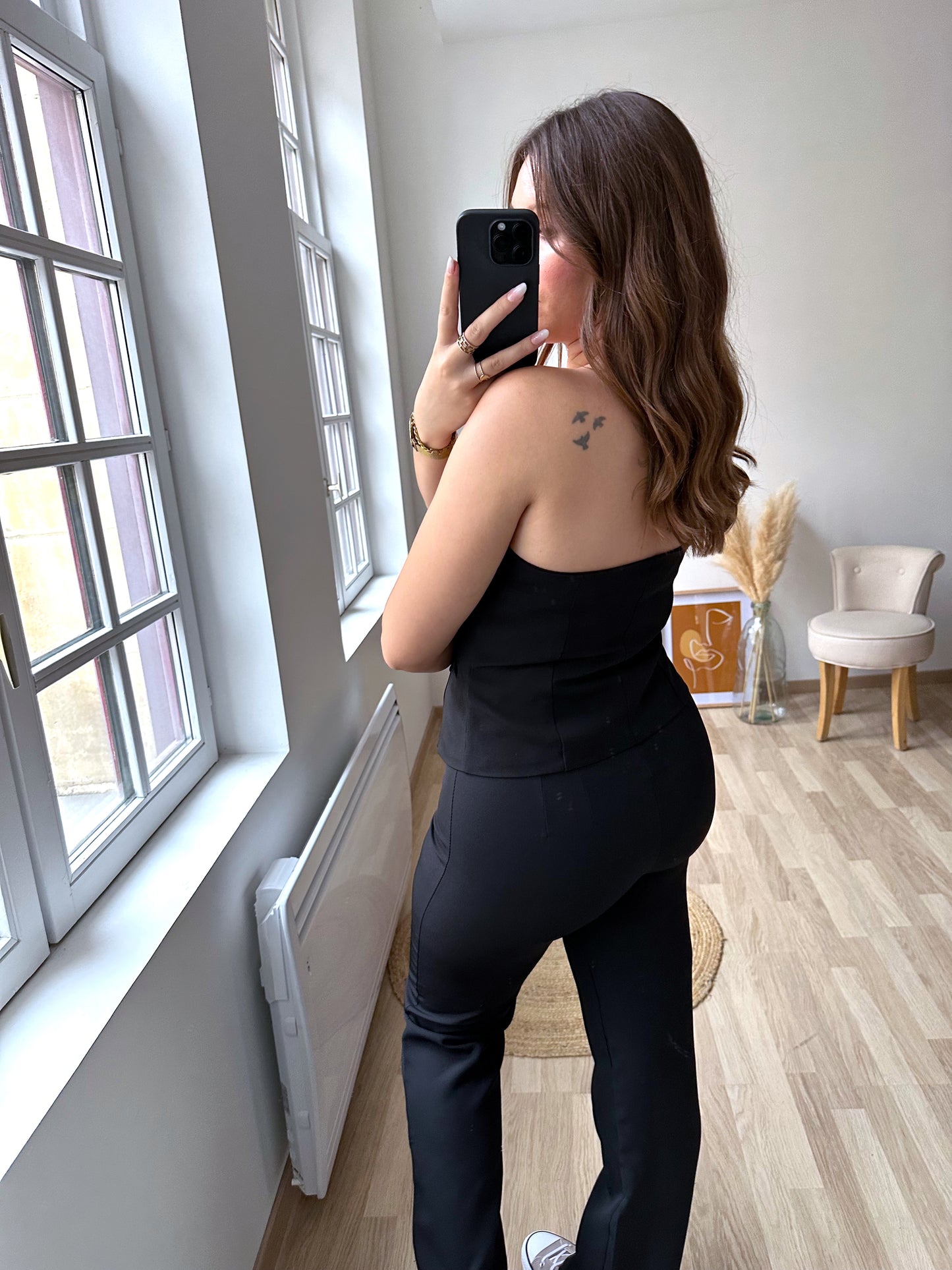 Bustier à boutons noir OLYMPEA