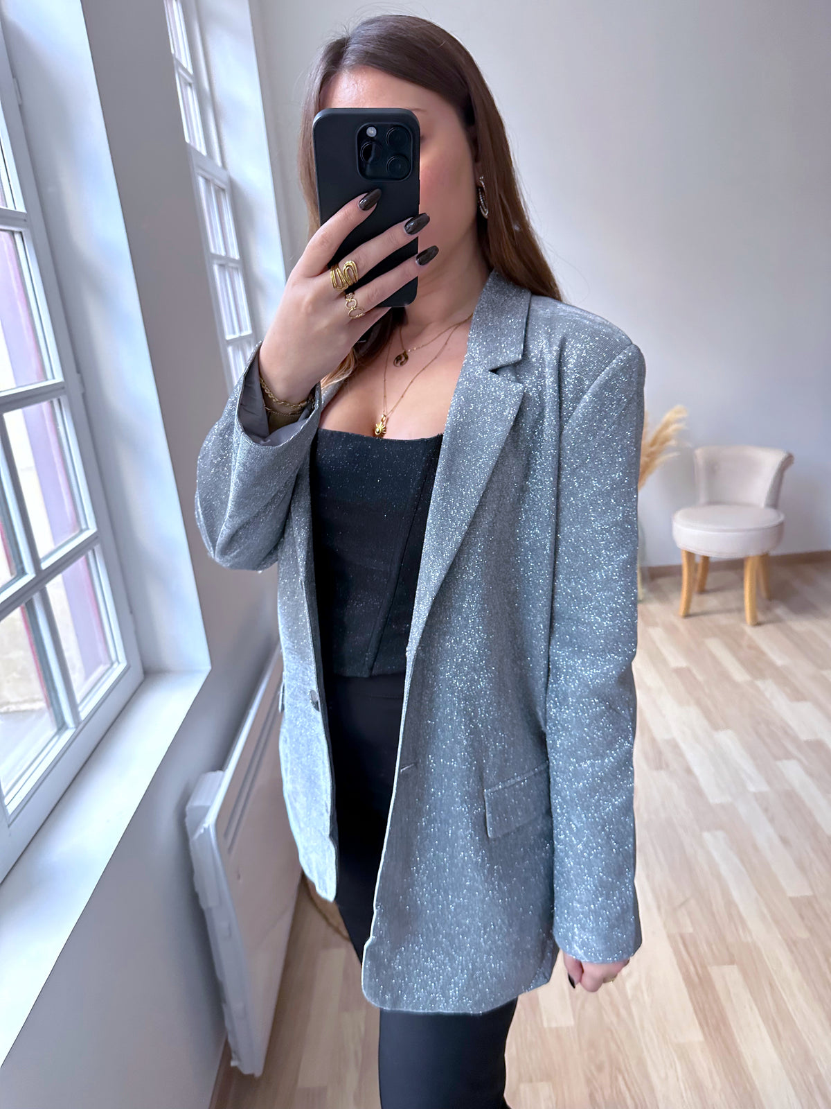 Blazer pailleté argenté ASTREE