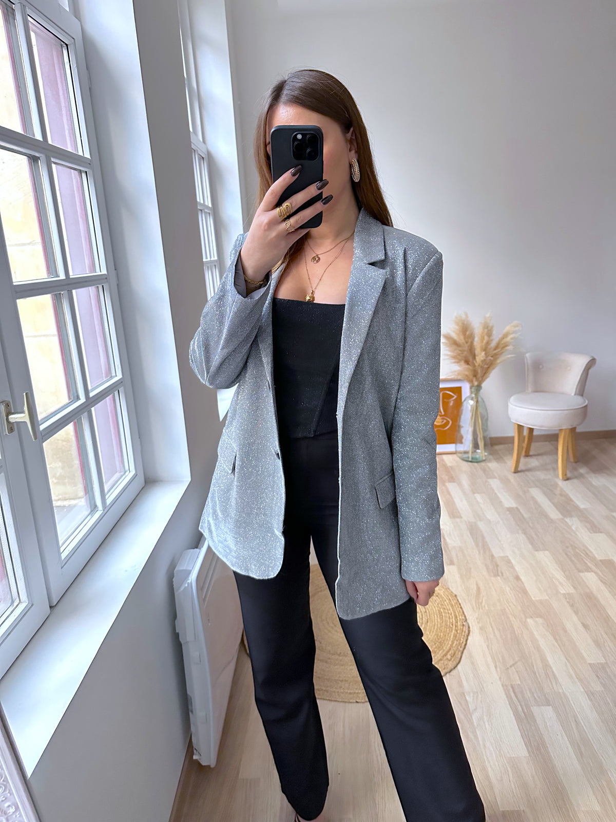 Blazer pailleté argenté ASTREE
