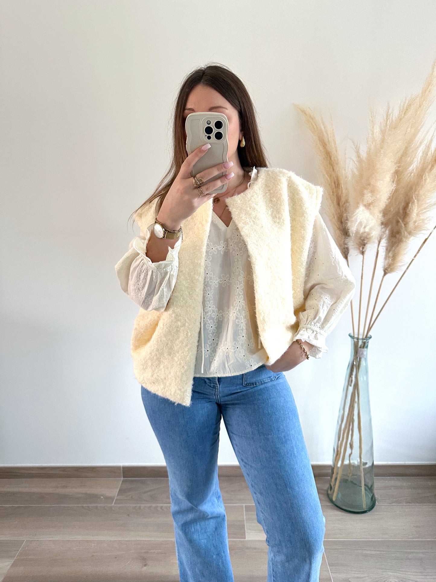 Blouse écru brodée CLARA