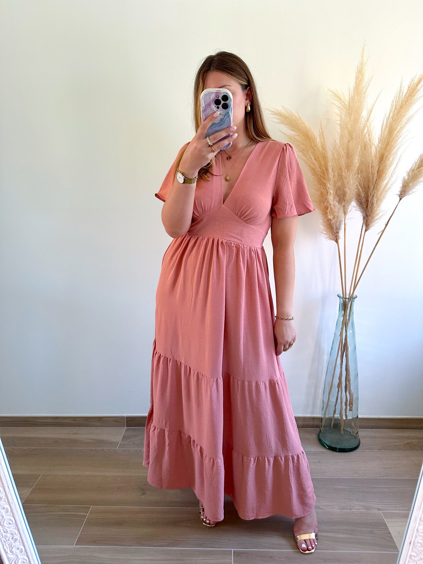 Robe longue vieux rose EMMA