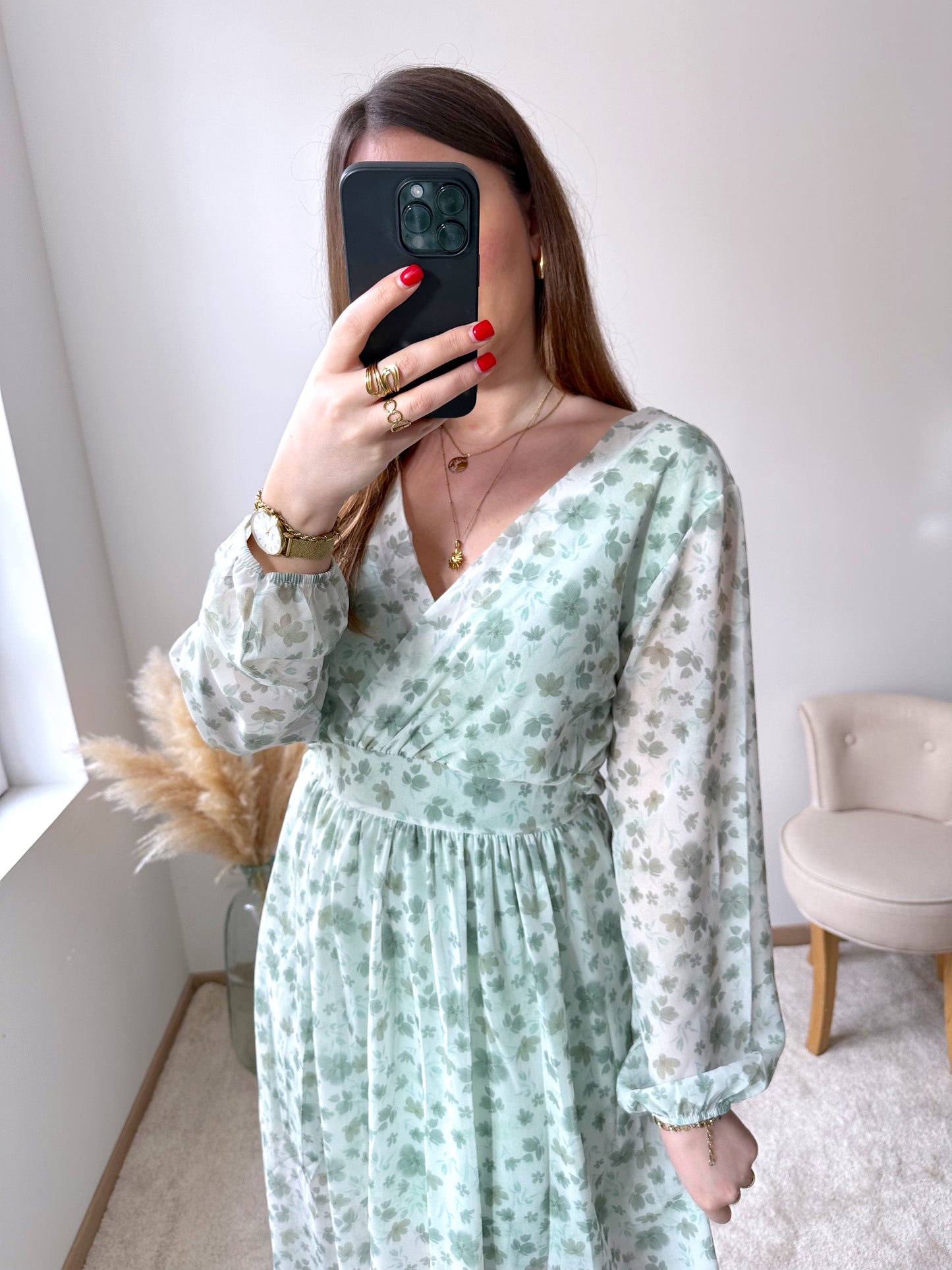 Robe fleurie verte VICKY