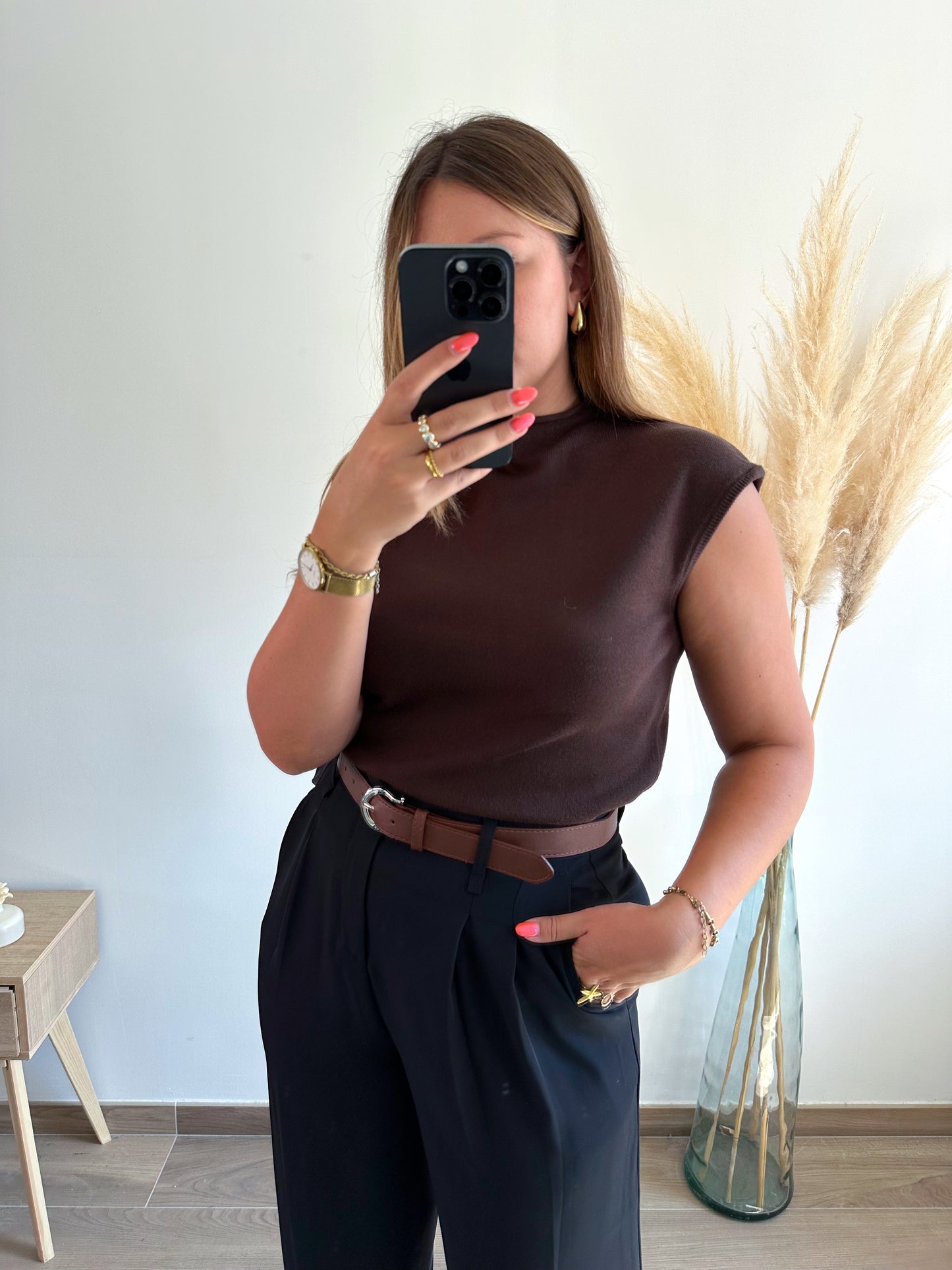 Top maille marron SACHA