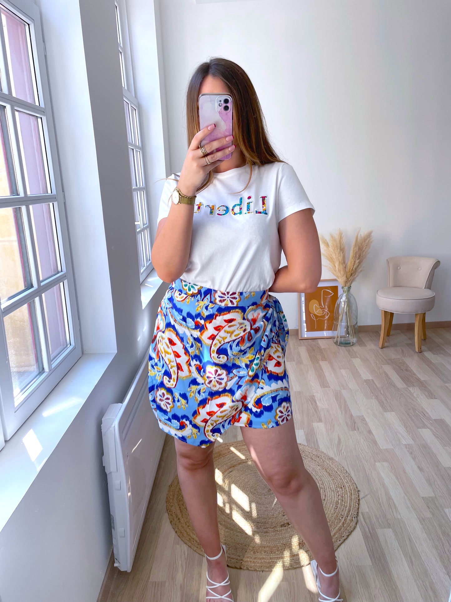 MEGANE scarf print skirt