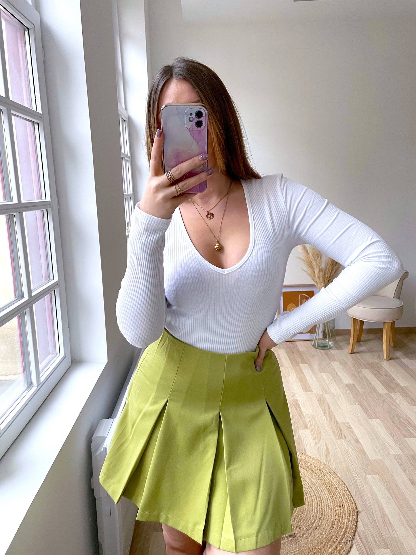 MILIE green short skirt