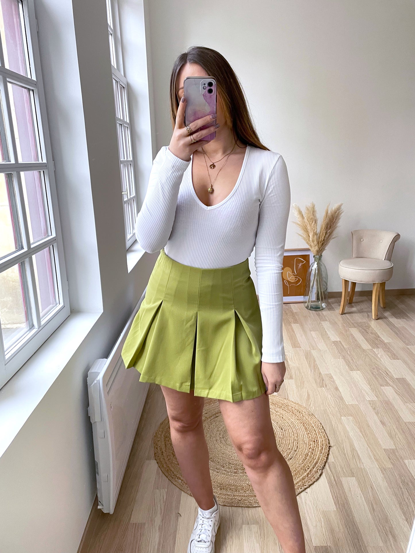 MILIE green short skirt