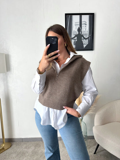 Pull taupe MANON