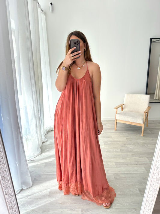 Robe longue terracotta DANA