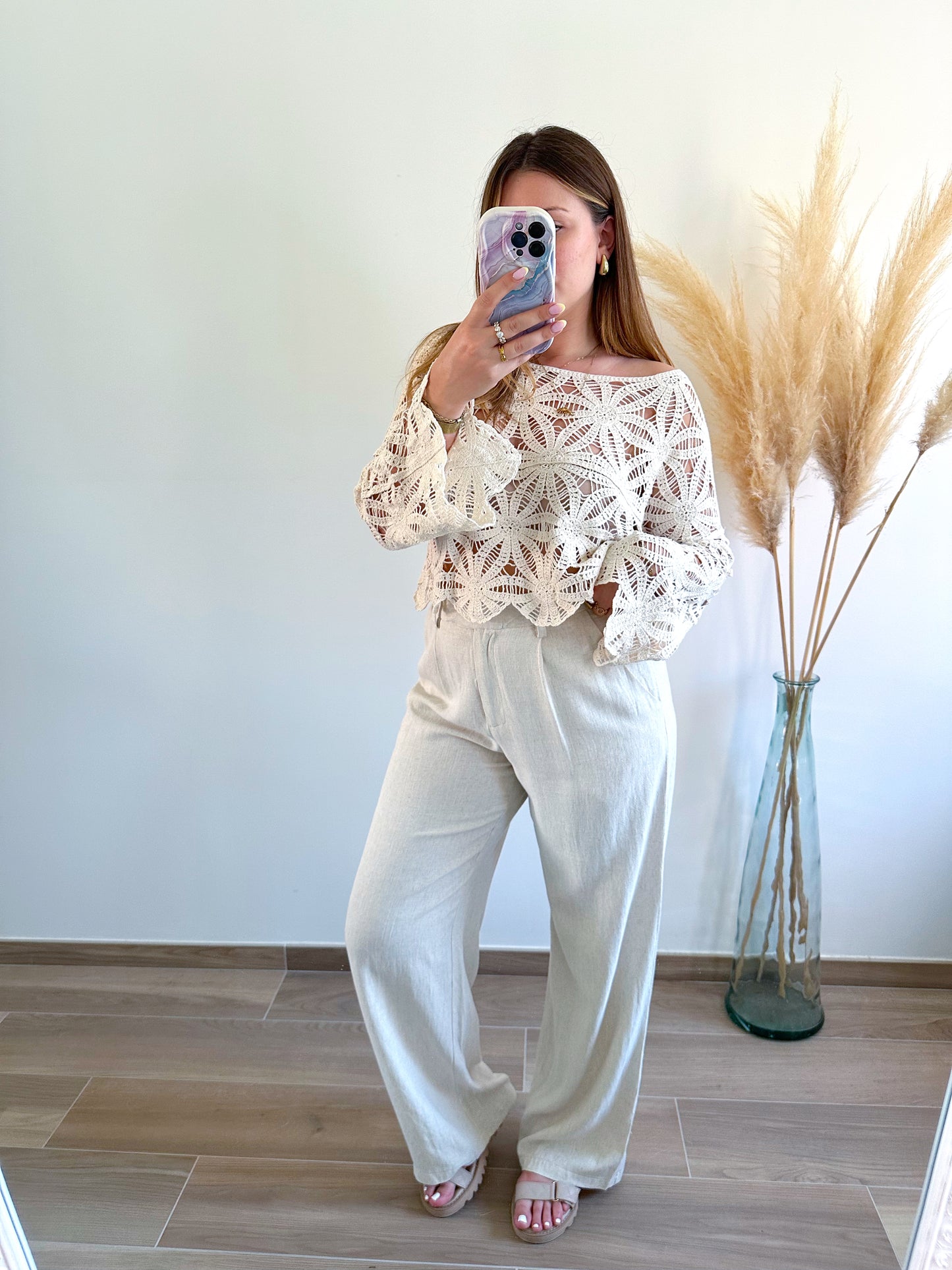 Pantalon lin beige STELLA