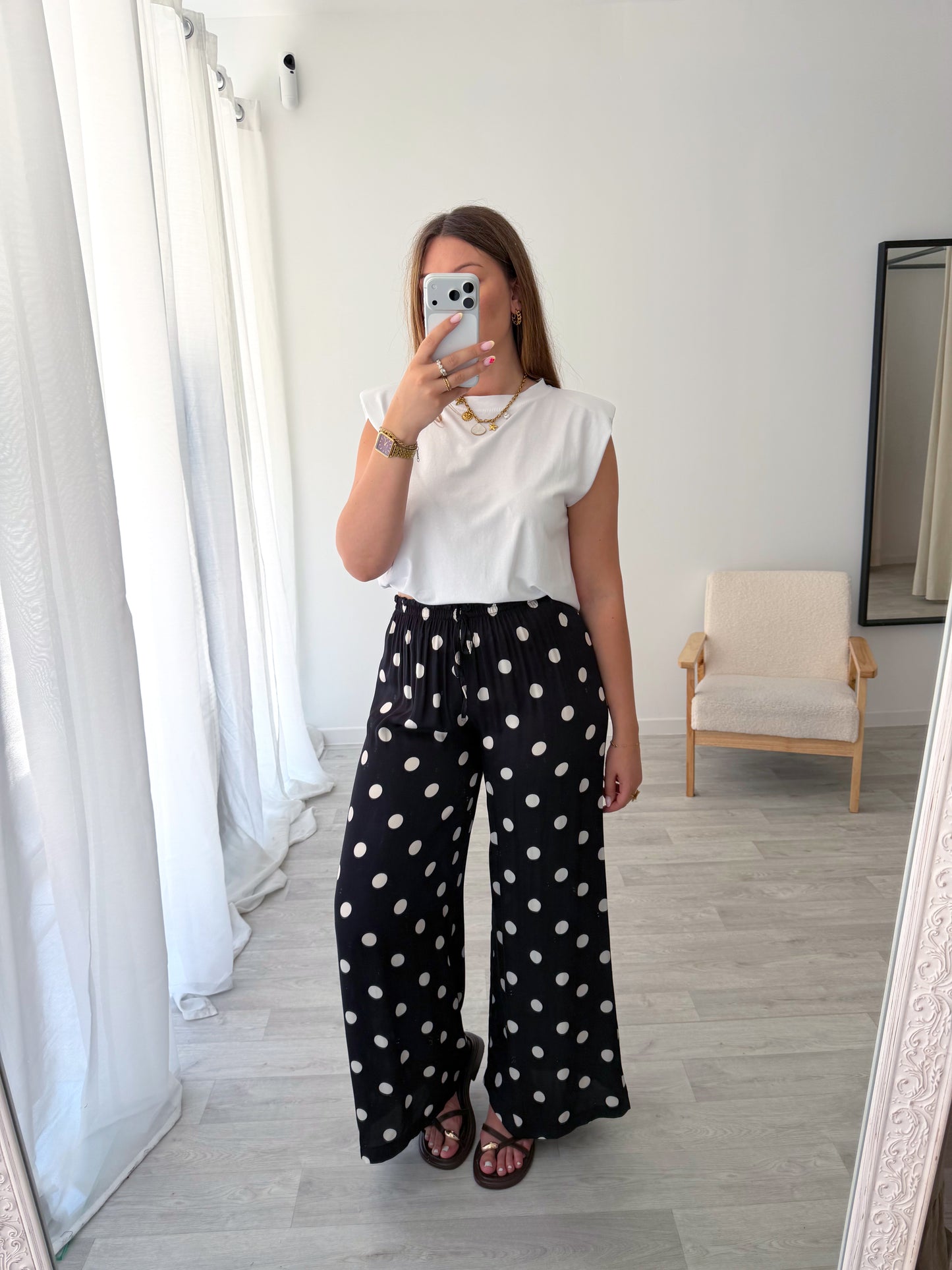 Pantalon noir pois NINON