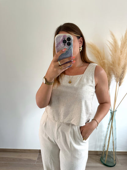 Top beige lin ANNA