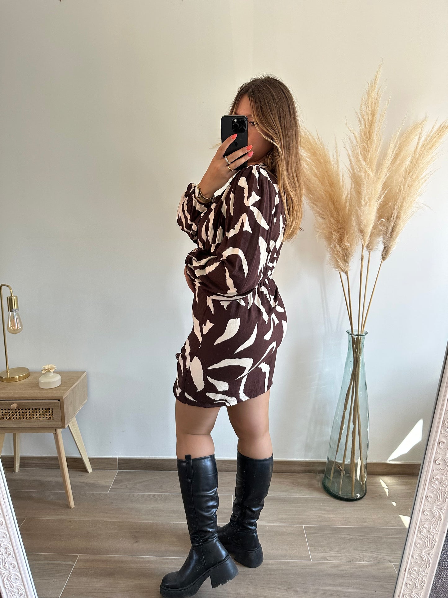 Robe drapée marron ELORIE