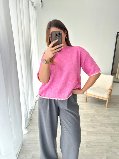 Pull rose croisé CASSANDRA