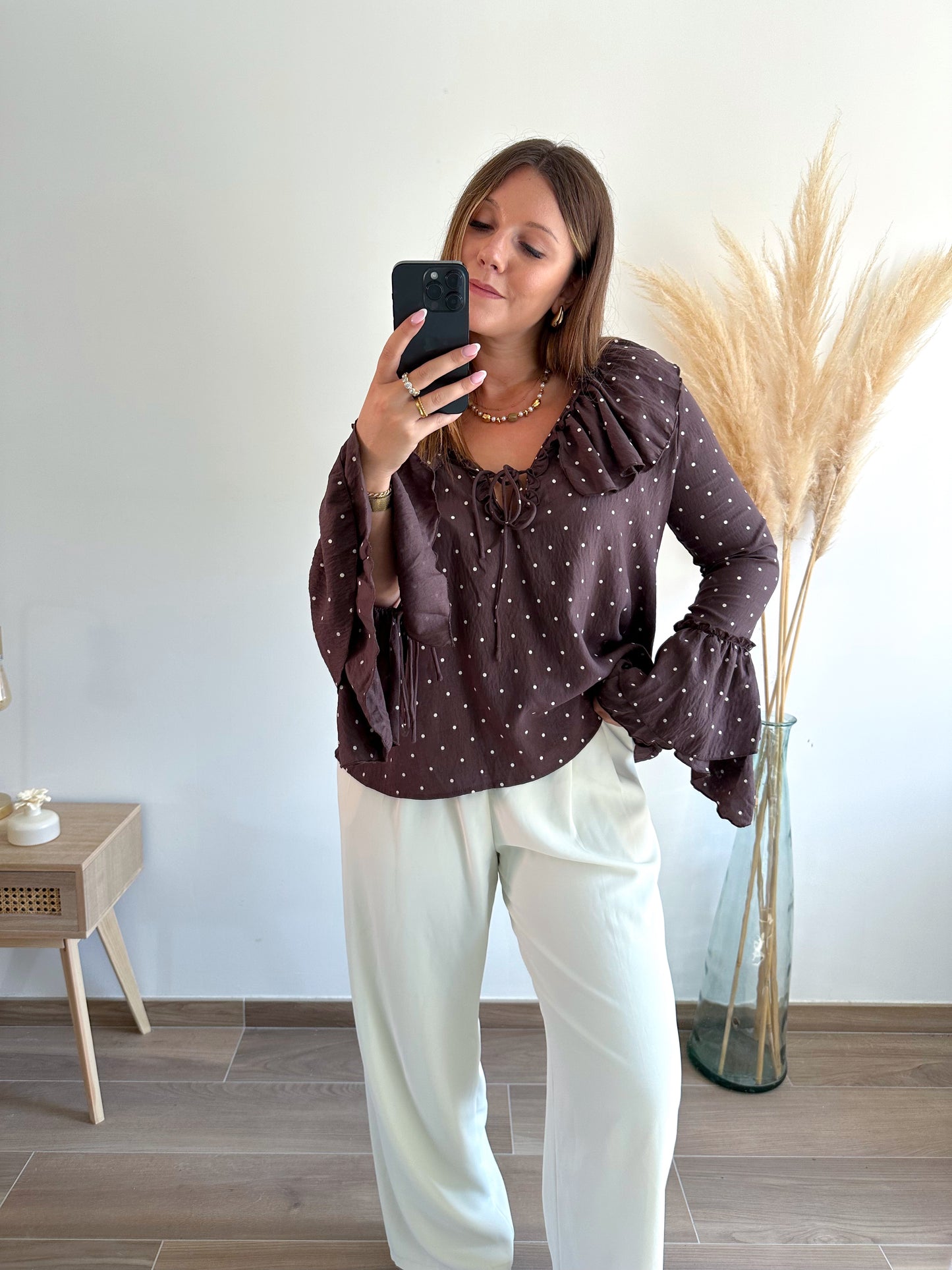 Blouse pois marron POLKA