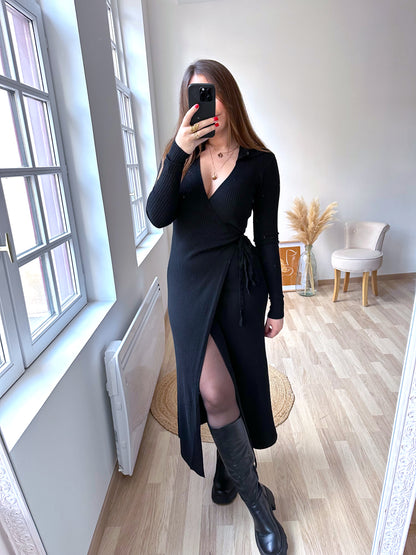 Robe en maille noire LUDOVIKA