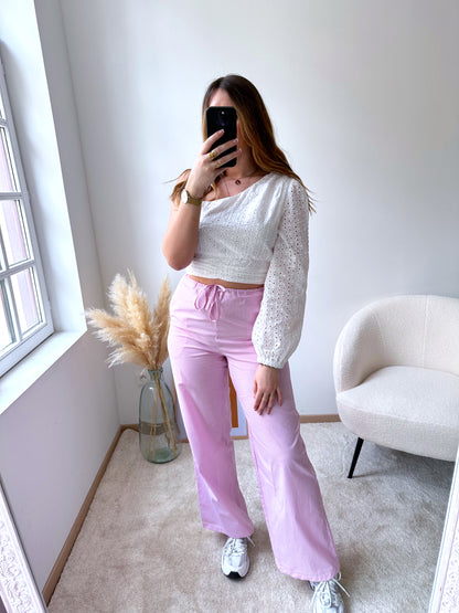 Pantalon rayé rose ILANA