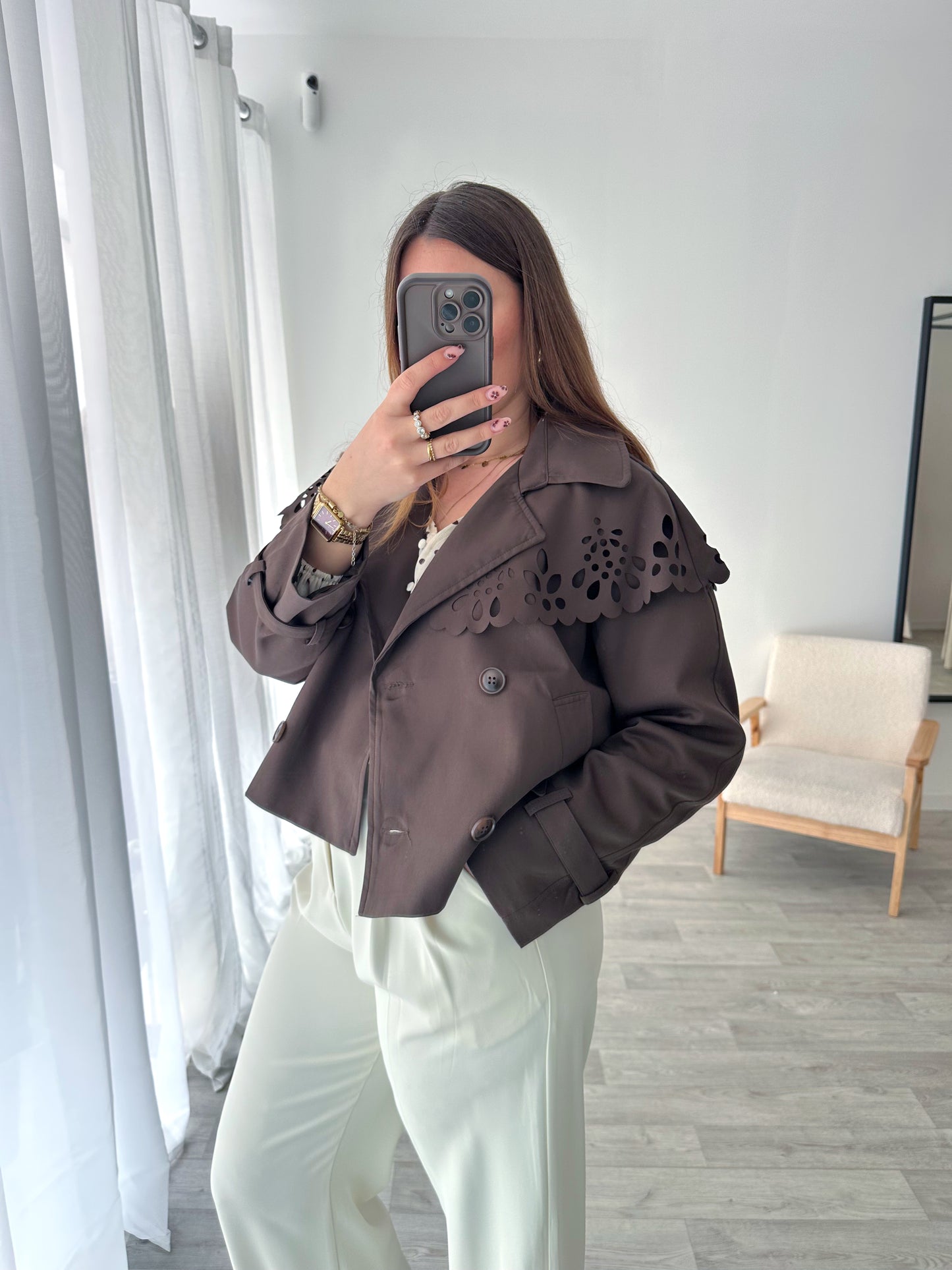 Veste courte marron ADÉLAÏDE
