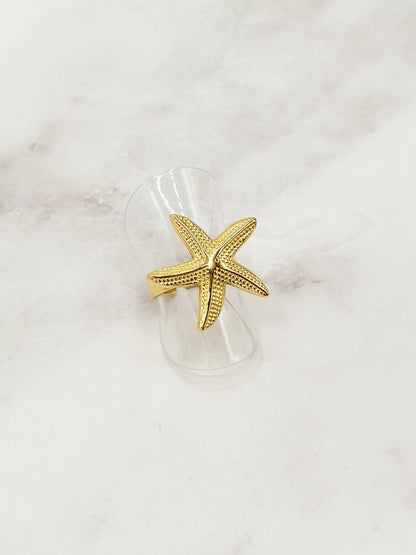 Bague dorée étoile de mer