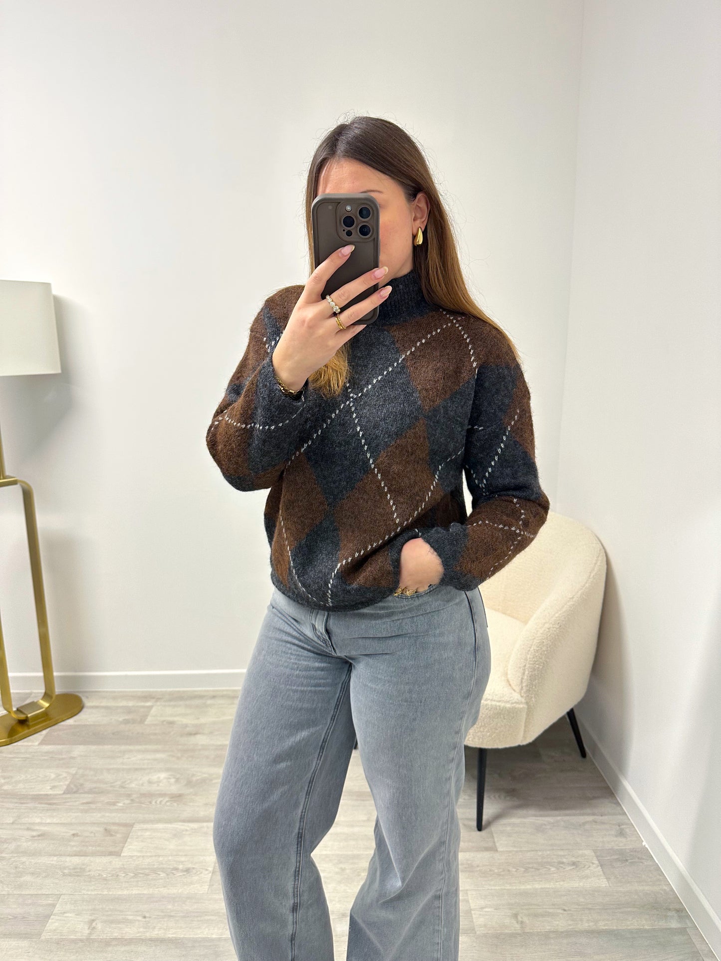Pull losanges gris GALIA