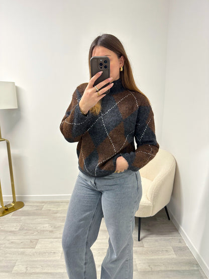 Pull losanges gris GALIA