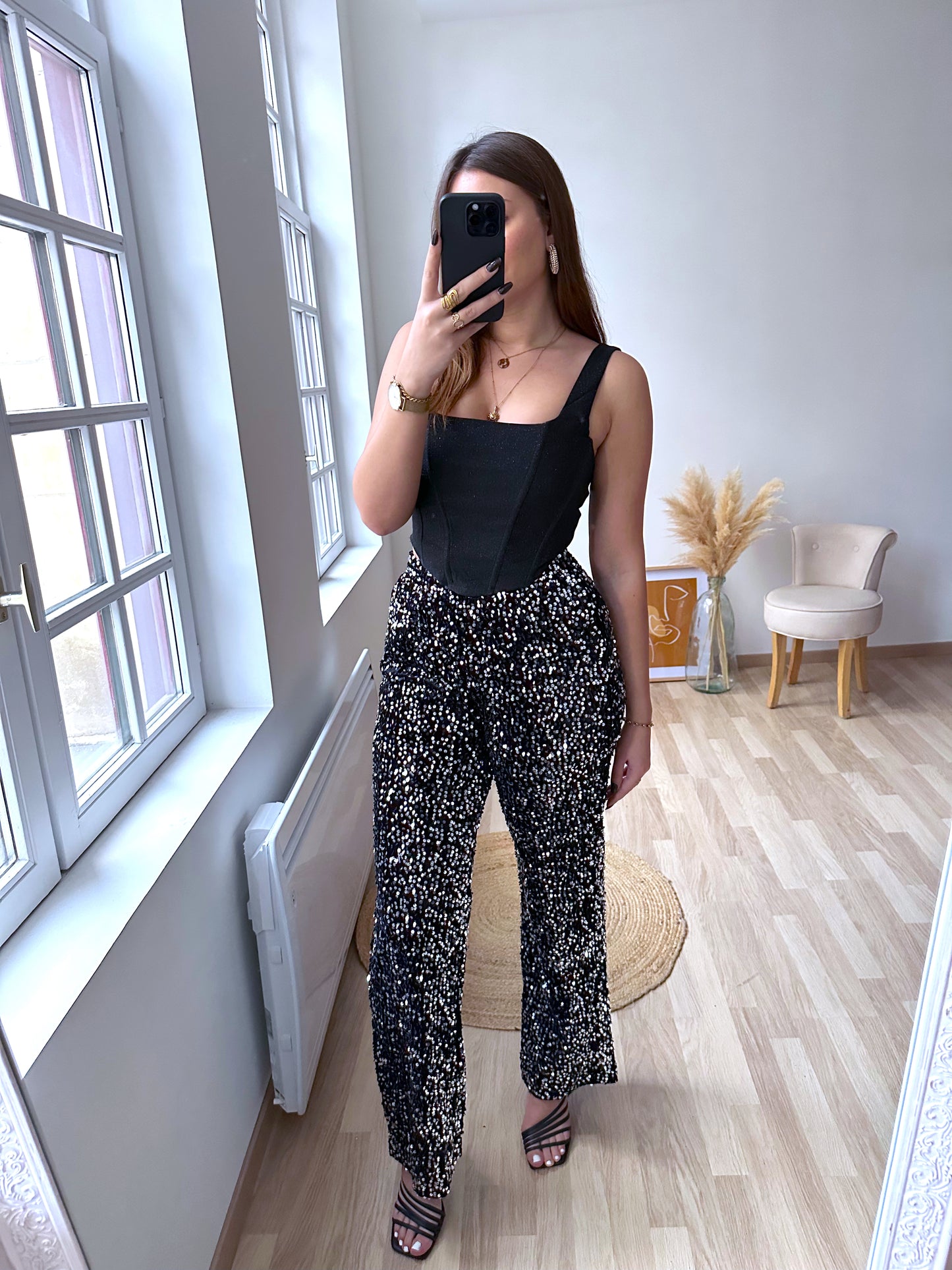 HERA black glitter pants