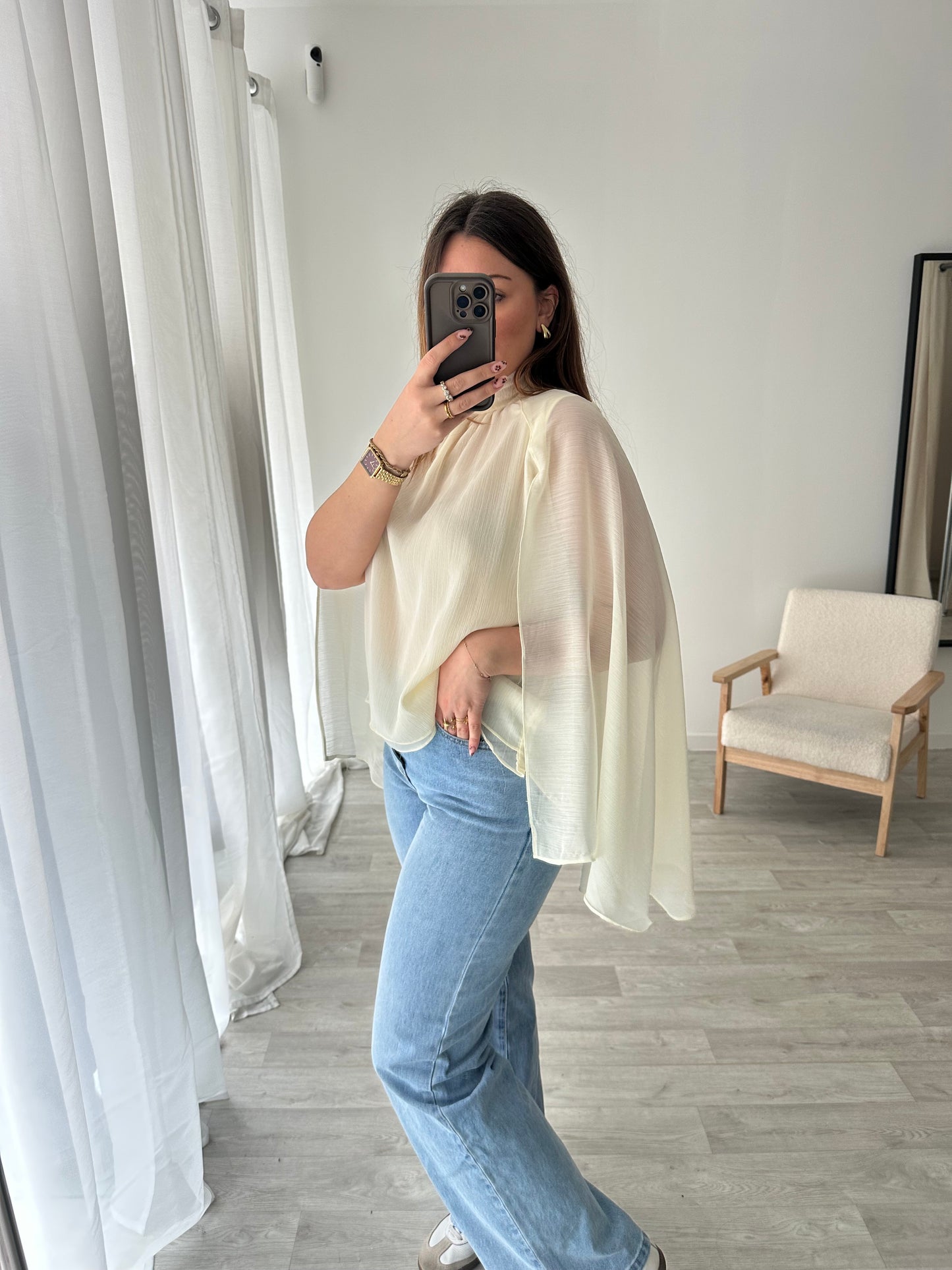 Blouse cape beige BLAIR