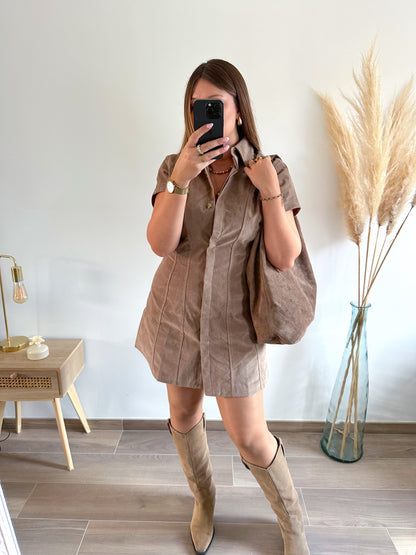 Robe suédine taupe MANDY