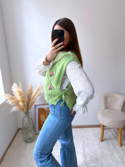 Pull sans manches vert AZALEE