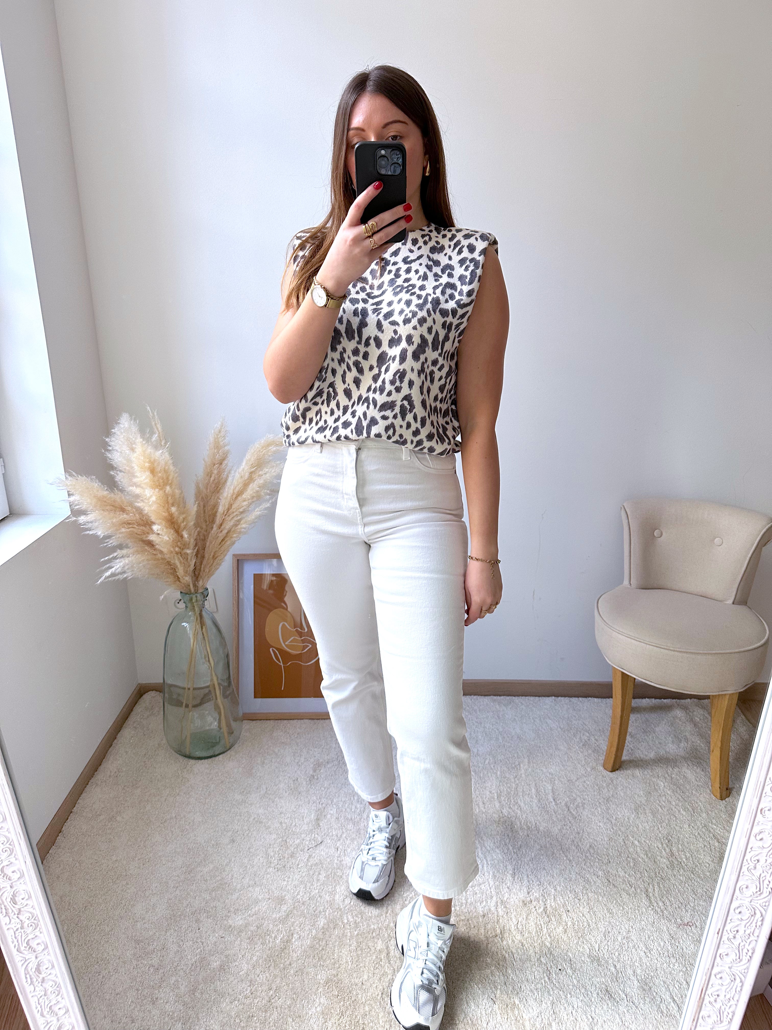 Jean taille haute blanc best sale