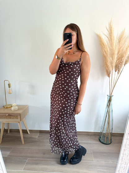 Robe marron à pois ENORA