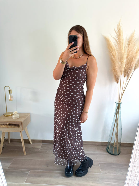Robe marron à pois ENORA