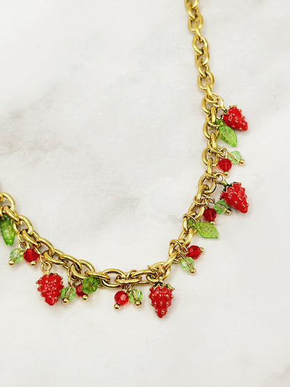 Collier doré charms fraises