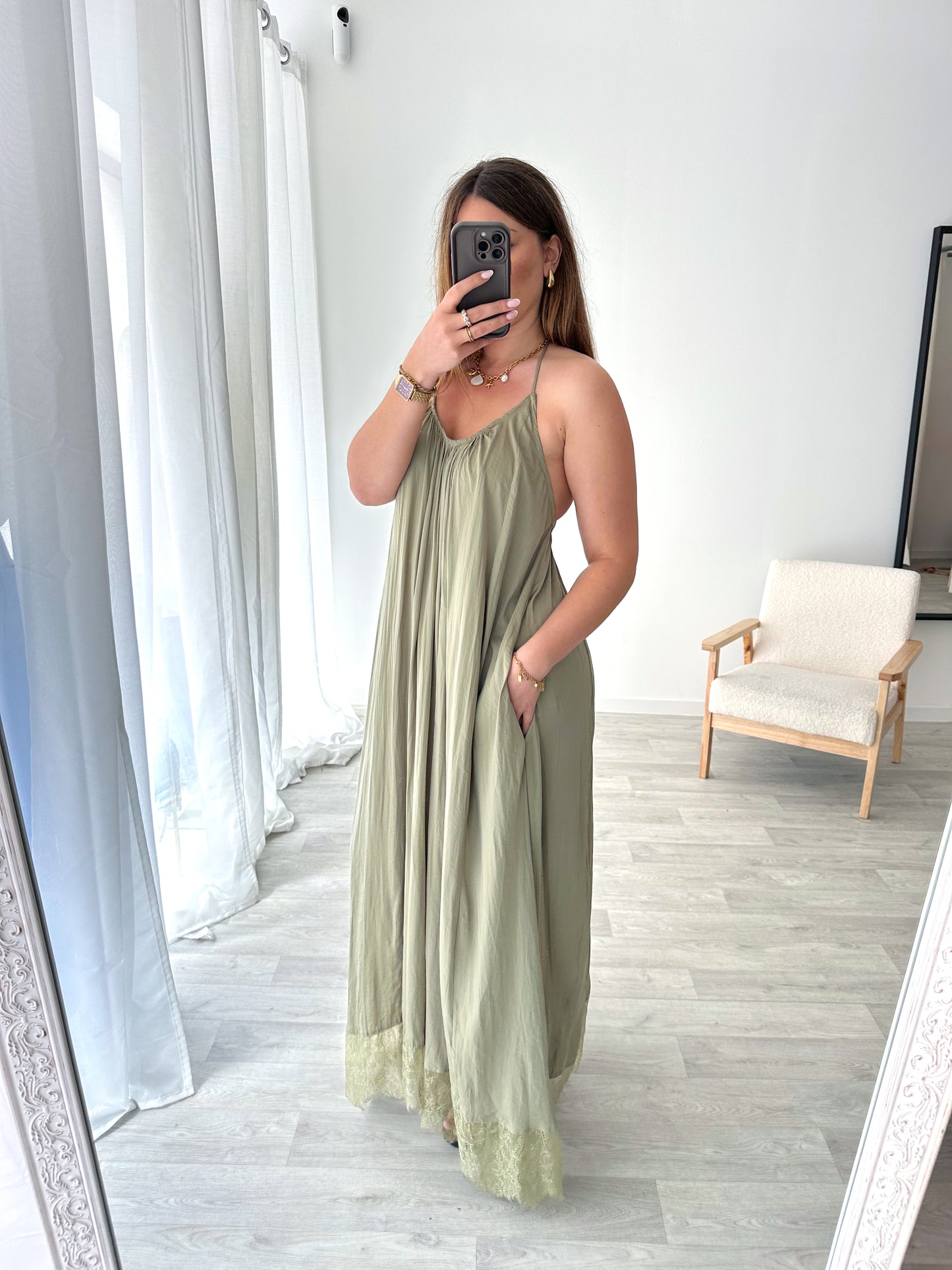 Robe longue kaki DANA