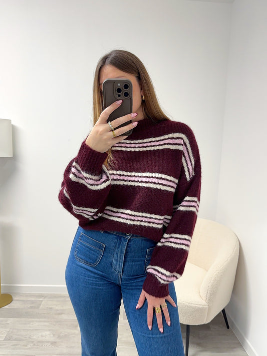 Pull rayé bordeaux TILLA