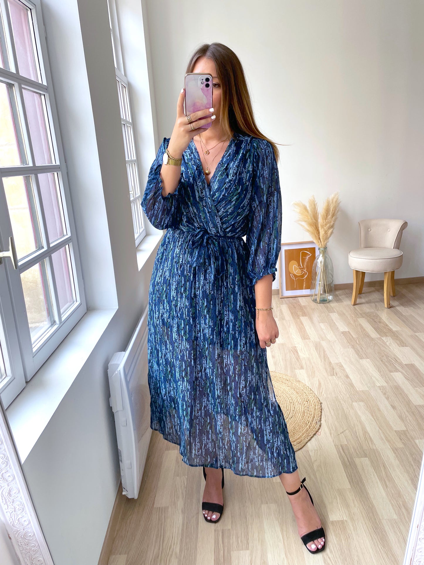 Robe longue imprimé bleu MAYANA