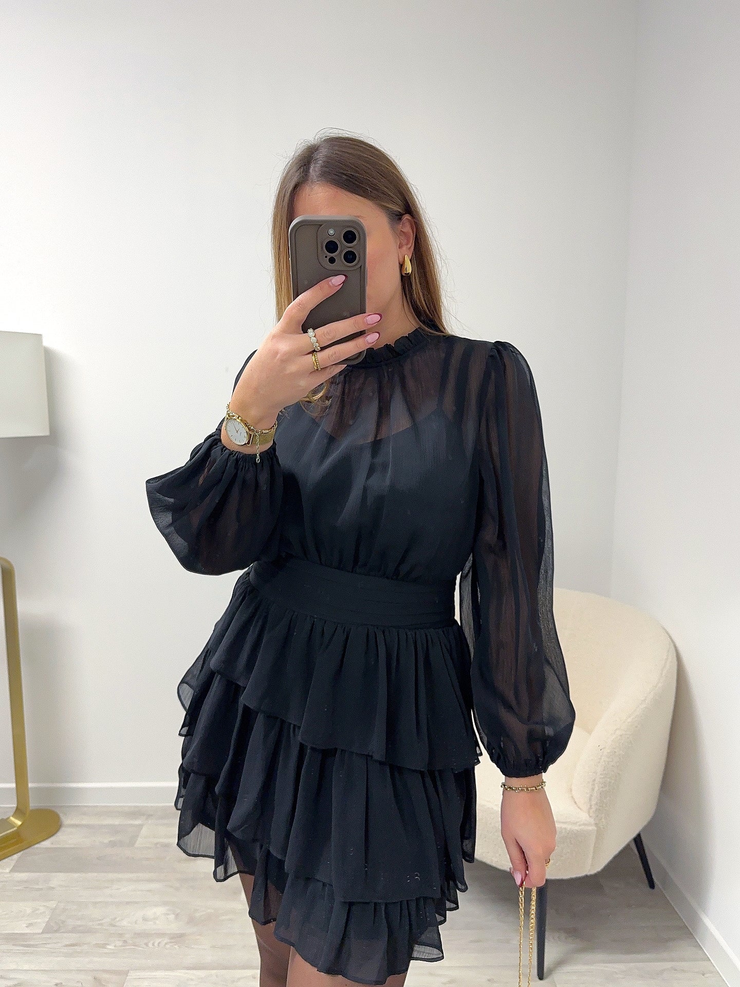 Robe noire voile AURELA