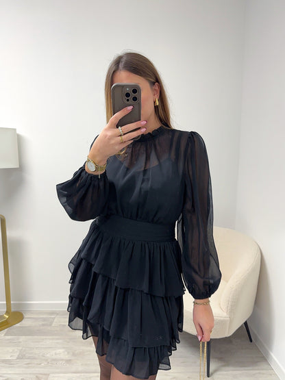 Robe noire voile AURELA