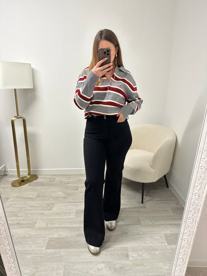 Jean taille haute noir PAOLINA